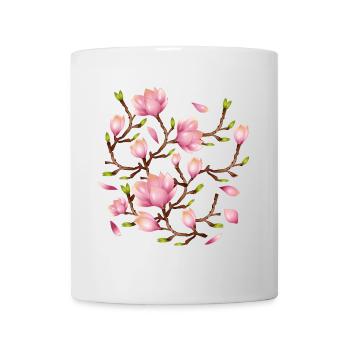 Exotic Magnolia Flowers Illustration - Mug - white - Front