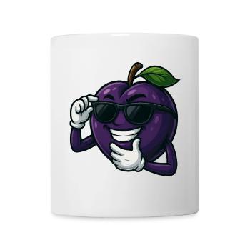 Prune cool avec des lunettes de soleil dessin animé drôle - Mug blanc - blanc - Devant