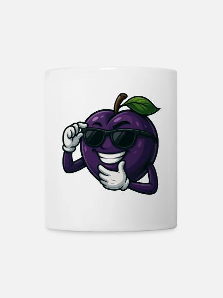 Coole Pflaume mit Sonnenbrille Cartoon Lustig - Tasse - Weiß