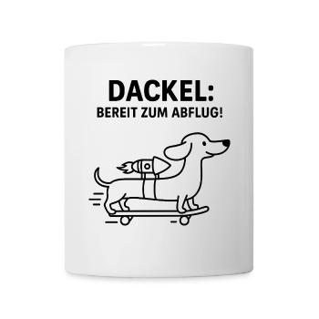 Dackel Dachshund Skateboard Rakete Line Art - Tasse - Weiß - Vorne