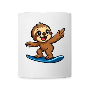 Cool Sloth Surfer Beach Outfit for Kids - Mug - white - Front