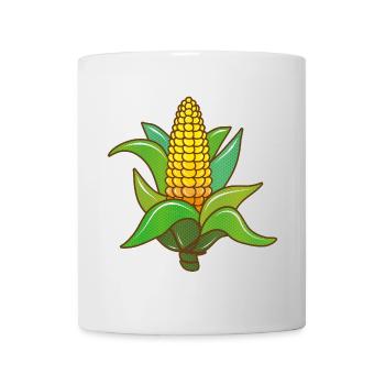 Épis de maïs frais dans un style de bande dessinée rétro colorée - Mug blanc - blanc - Devant