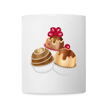 Three fine chocolates as a motif for real connoisseurs - Mug - white - Front