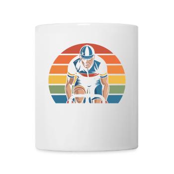Retro Radfahrer Fahrt auf Vintage Logo - Tasse - Weiß - Vorne