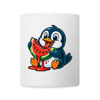 Mignon pingouin melon fruit dessin animé Fruit de l’Arctique - Mug blanc - blanc - Devant