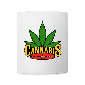 Cannabis Blatt Retro Abzeichen Design - Tasse - Weiß - Vorne