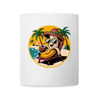 Lustige Banane mit Sonnenbrille am Strand - Tasse - Weiß - Vorne
