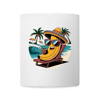 Funny banana with sunglasses on the beach - Mug - white - Front