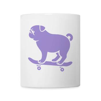 Minimalistisch Mops Skateboarder Katze Silhouette - Tasse - Weiß - Vorne