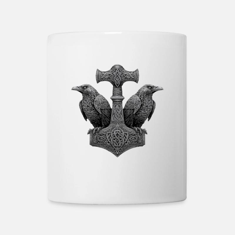 Rabe Thors Hammer Wikinger Symbol - Tasse - Weiß