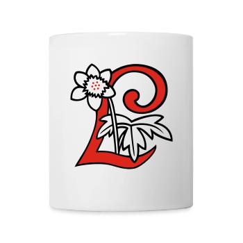 Buchstabe L Blüte Initiale - Tasse - Weiß - Vorne