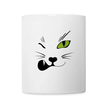 Zwinker Katze - Miau! - Tasse - Weiß - Vorne