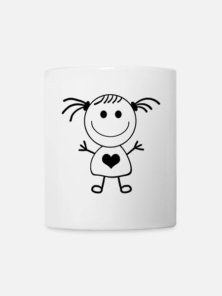 Mädchen Strichmännchen - Tasse - Weiß