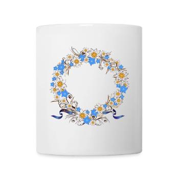 prächtiger Kranz mit Enzian und Edelweiß - Tasse - Weiß - Vorne