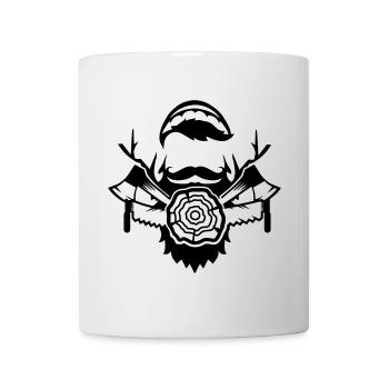 Un bûcheron avec une scie et la hache - Mug blanc - blanc - Devant