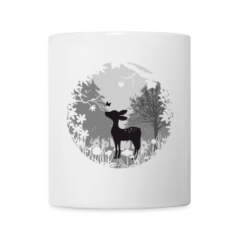 un faon avec un papillon - Mug blanc - blanc - Devant