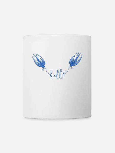 Hirondelles Bleues Hello Printemps - Mug blanc - blanc