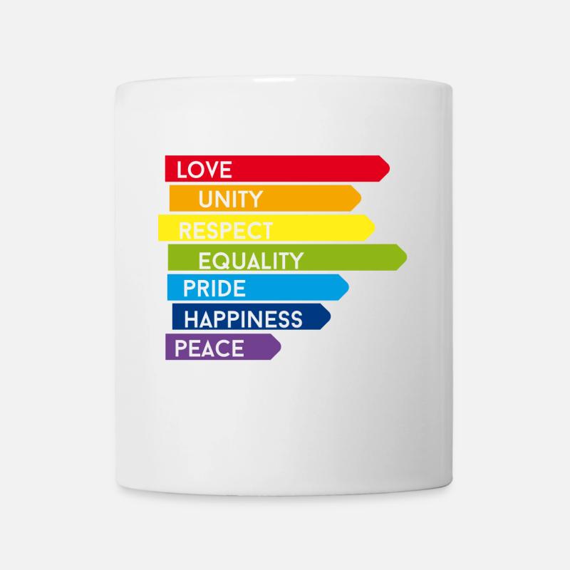 gay Love Unity Respekt Pride happy Regenbogen bunt - Tasse - Weiß
