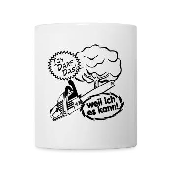 Motorsäge , Kaminholz , Old School , Baum (25) - Tasse - Weiß - Vorne