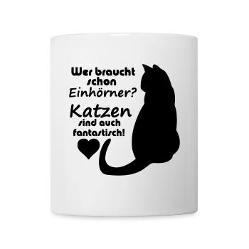 Katzen vs Einhörner Einhorn Katze Fun Geschenk - Tasse - Weiß - Vorne