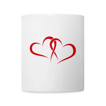 Two red hearts for lovers, fiancés, friends - Mug - white - Front