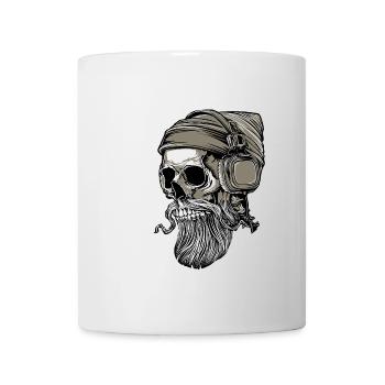 Bart Hipster Skull mit Kopfhörer - Tasse - Weiß - Vorne