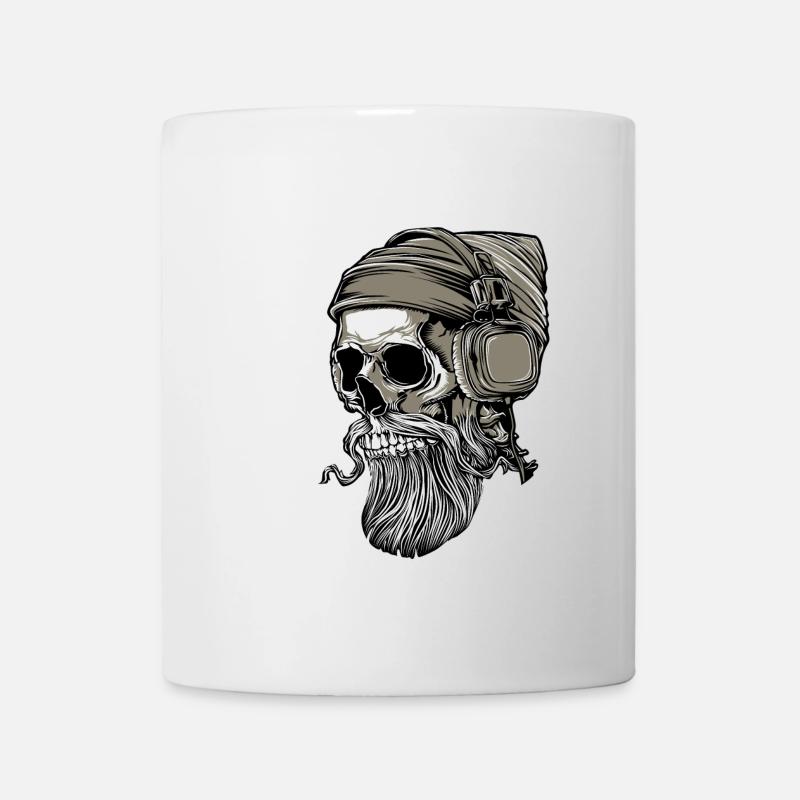 Bart Hipster crâne avec un casque - Mug blanc - blanc