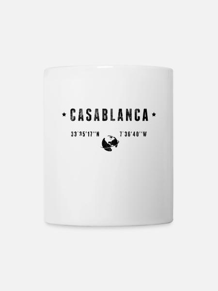 Casablanca Coordonnées Géographiques Stylisées - Mug blanc - blanc