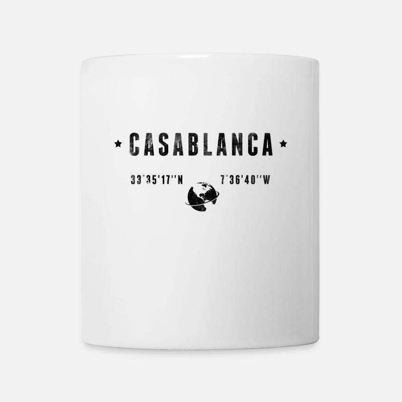 Casablanca Coordonnées Géographiques Stylisées - Mug blanc - blanc
