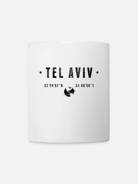 Tel Aviv Coordonnées Géographiques Stylisées - Mug blanc - blanc