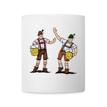 Lederhosen Männer mit Bier Maßkrug - Tasse - Weiß - Vorne