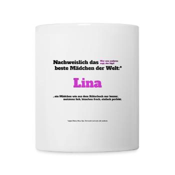 Ich bin Lina - Lina als Vorname - Mädchen - Tasse - Weiß - Vorne