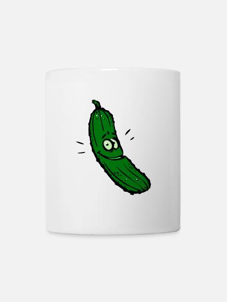 Grinsende Gurke Cartoon - Tasse - Weiß