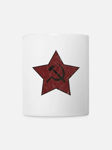 Étoile rouge avec marteau et faucille - Mug blanc - blanc