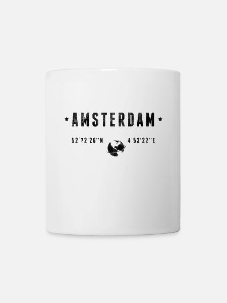 Amsterdam Coordonnées Géographiques Stylisées - Mug blanc - blanc