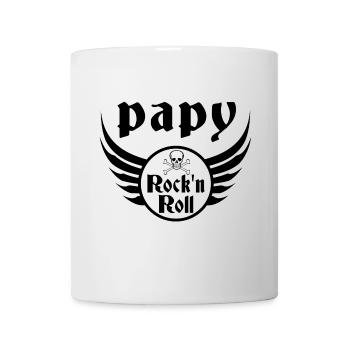 Papy Rock'n Roll Skull Ailes Vintage - Mug blanc - blanc - Devant