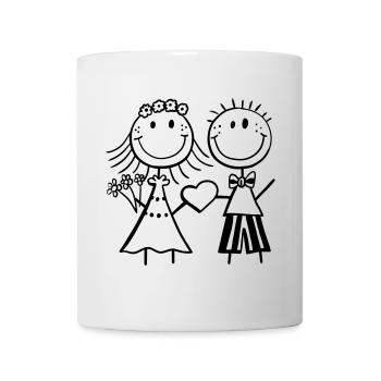 Lustiges Strichmännchen Brautpaar - Hochzeit - Fun - Tasse - Weiß - Vorne