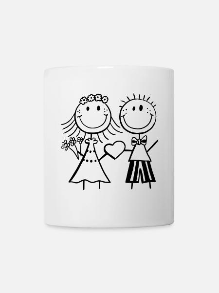mariée chiffre de bâton drôle et le marié - mariage - Fun - Mug blanc - blanc