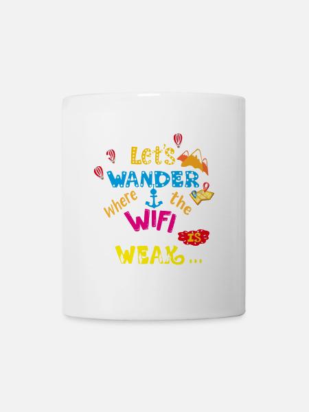 Travel T-shirt Let's Wander Où le WiFi est faible - Mug blanc - blanc