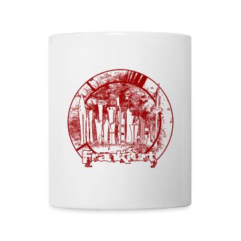 Rote Frankfurter Stadtsilhouette im Kreis - Tasse - Weiß - Vorne