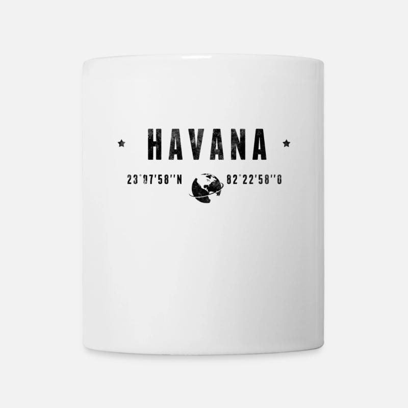 Havana Coordonnées Géographiques Stylisées - Mug blanc - blanc