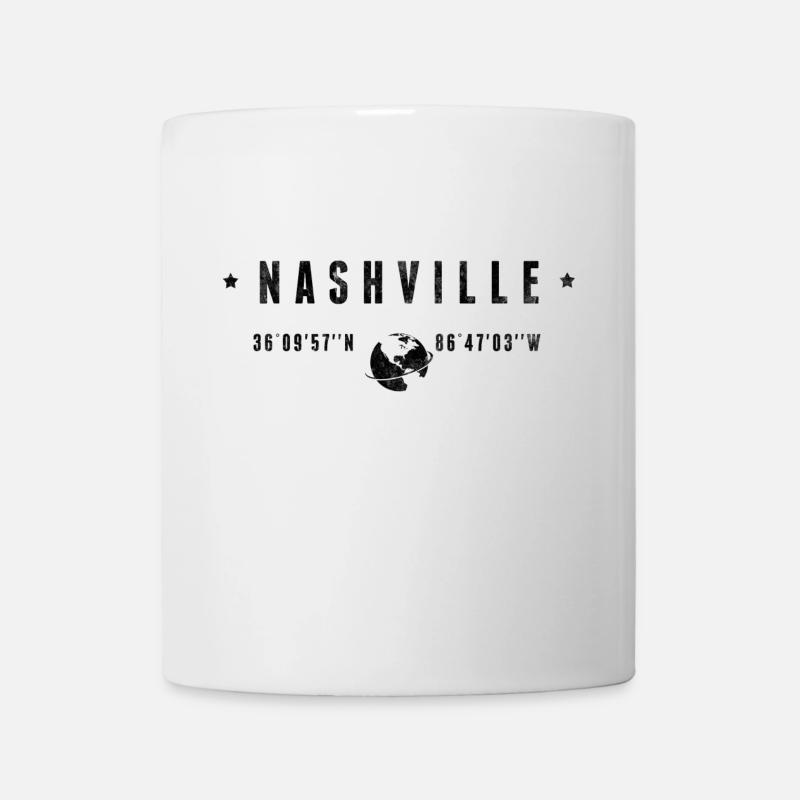 Nashville Coordonnées Géographiques Stylisées - Mug blanc - blanc