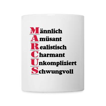 Marcus Vorname,Namensschild,Name,Fun Shirt (25) - Tasse - Weiß - Vorne