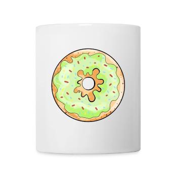 beignet délicieux avec un cadeau de bande dessinée de glaçage vert - Mug blanc - blanc - Devant