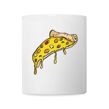 Leckeres Pizzastück - Pizza - Cheese - lecker - Tasse - Weiß - Vorne