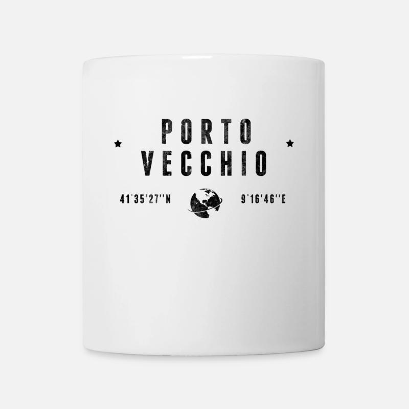 Porto Vecchio Coordonnées Géographiques Stylisées - Mug blanc - blanc
