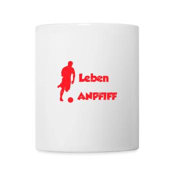 Das wahre Leben beginnt beim Anpfiff - Fußball - Tasse - Weiß - Vorne
