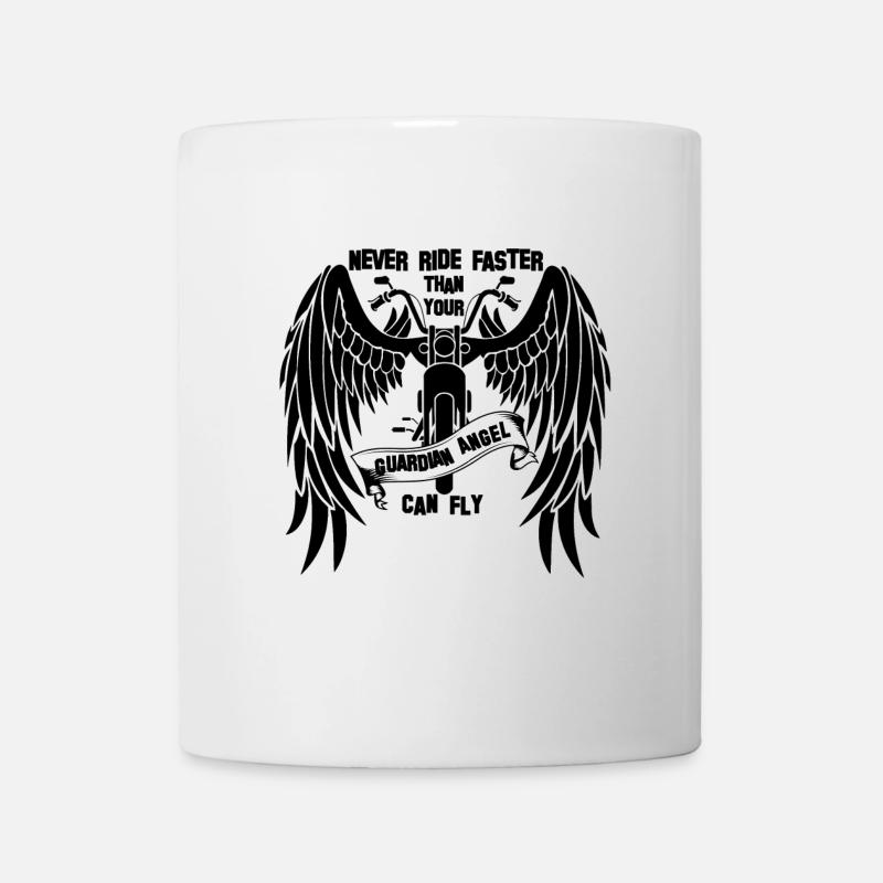 Ne conduisez jamais plus vite que votre ange gardien vole - Mug blanc - blanc