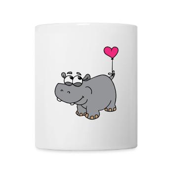 Nilpferd mit Herzballon - Tasse - Weiß - Vorne
