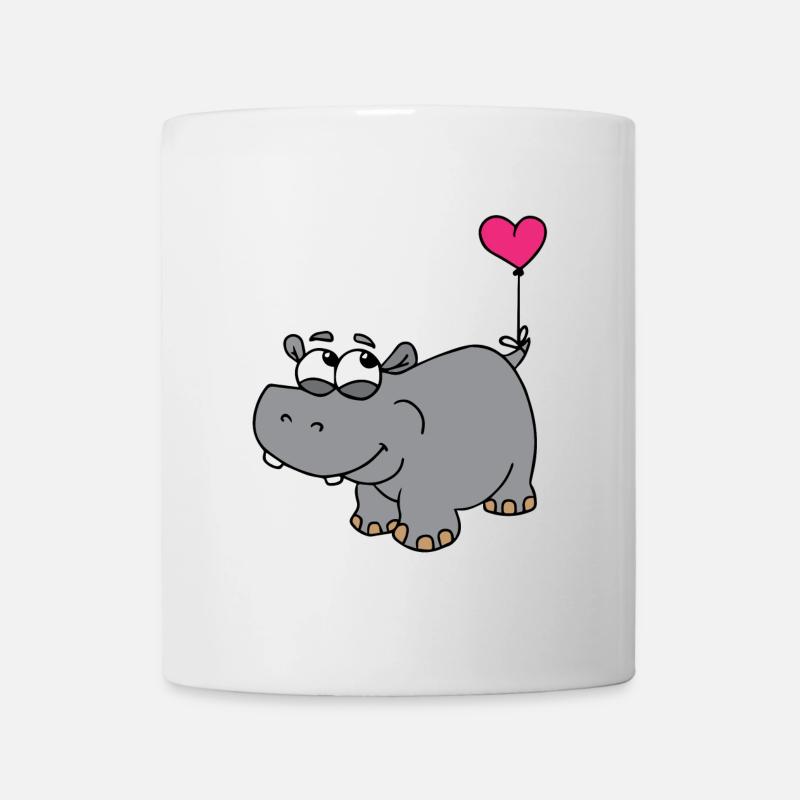 Nilpferd mit Herzballon - Tasse - Weiß